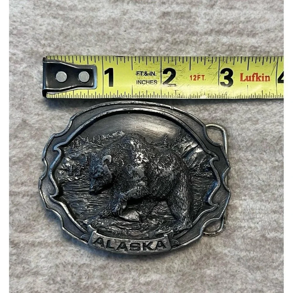 Vintage 1986 Siskiyou Buckle Co. Alaska Grizzly Bear 3D Pewter Belt Buckle – Rar